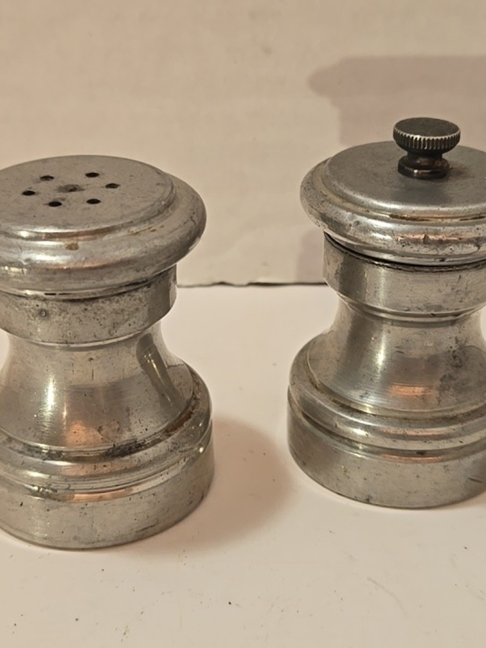 Vintage Raimond Metal Salt and Pepper Shakers - Silver Tone Made In Italy